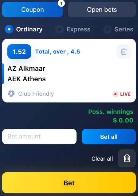 How to place a bet at 1Win