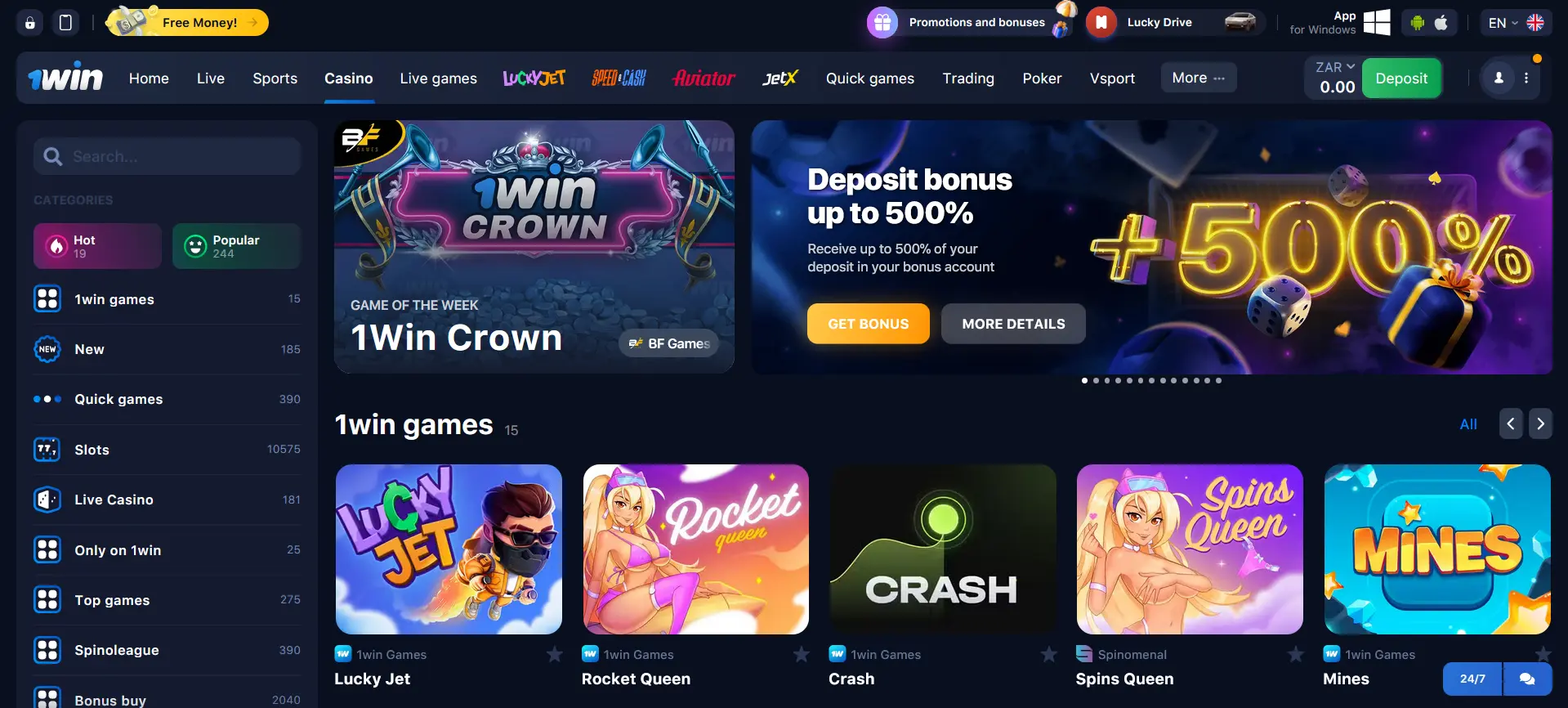 1Win Casino in South Africa