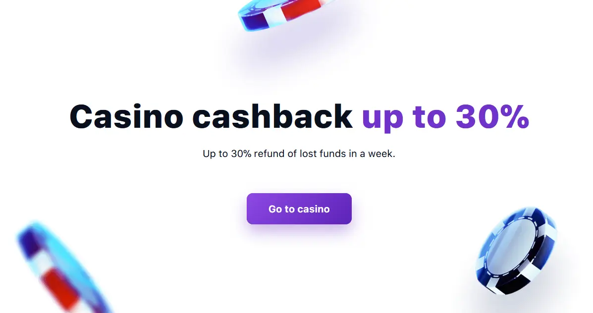 Cashback up to 30% on casinos at 1Win