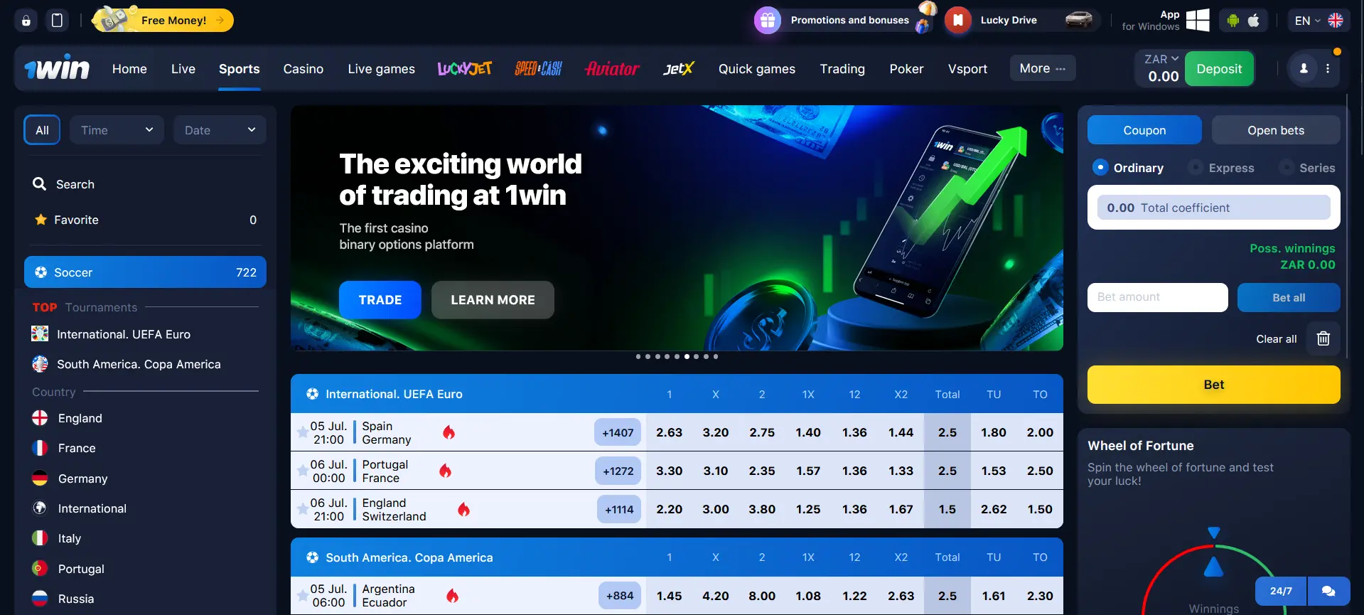 Football betting at 1Win