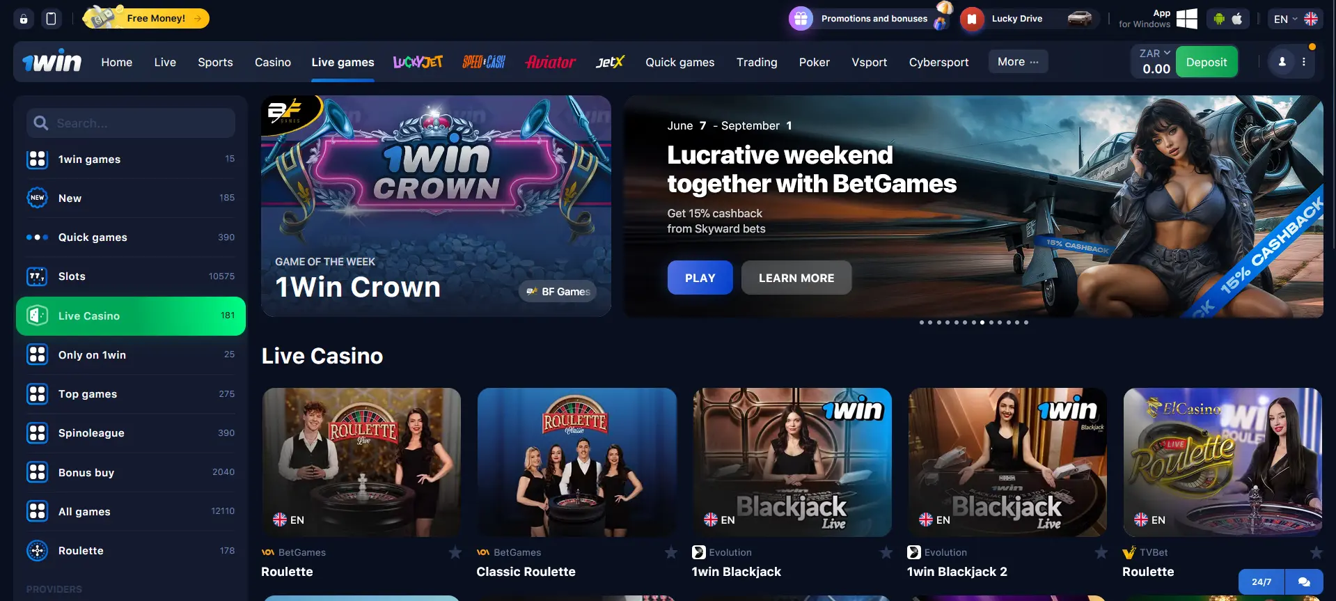 Live Casino at 1Win