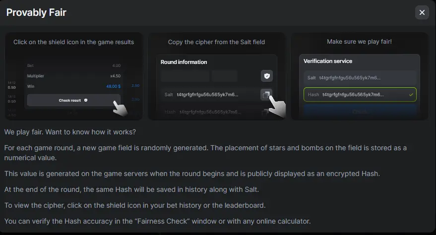 Fair play in Mines Fair play in Mines