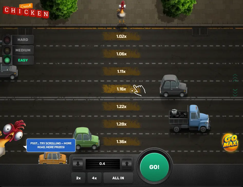 The playing field in Chicken Crash