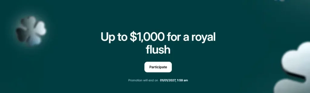 Up to $1,000 for a royal flush